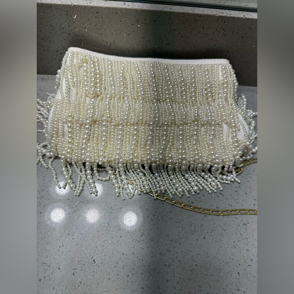 Clare V Estelle in Waterfall Pearls- Pearl Covered White Crossbody Bag - Picture 10 of 10